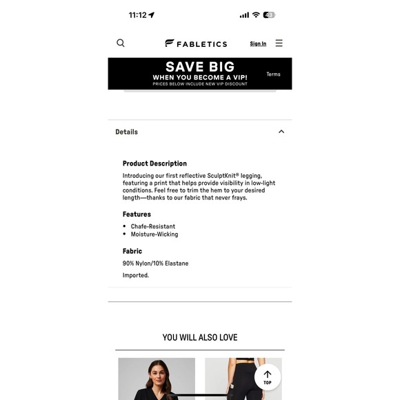 Fabletics High Waisted Medium Sculptknit Reflective Leggings‎ Running Fits Small - Picture 8 of 9